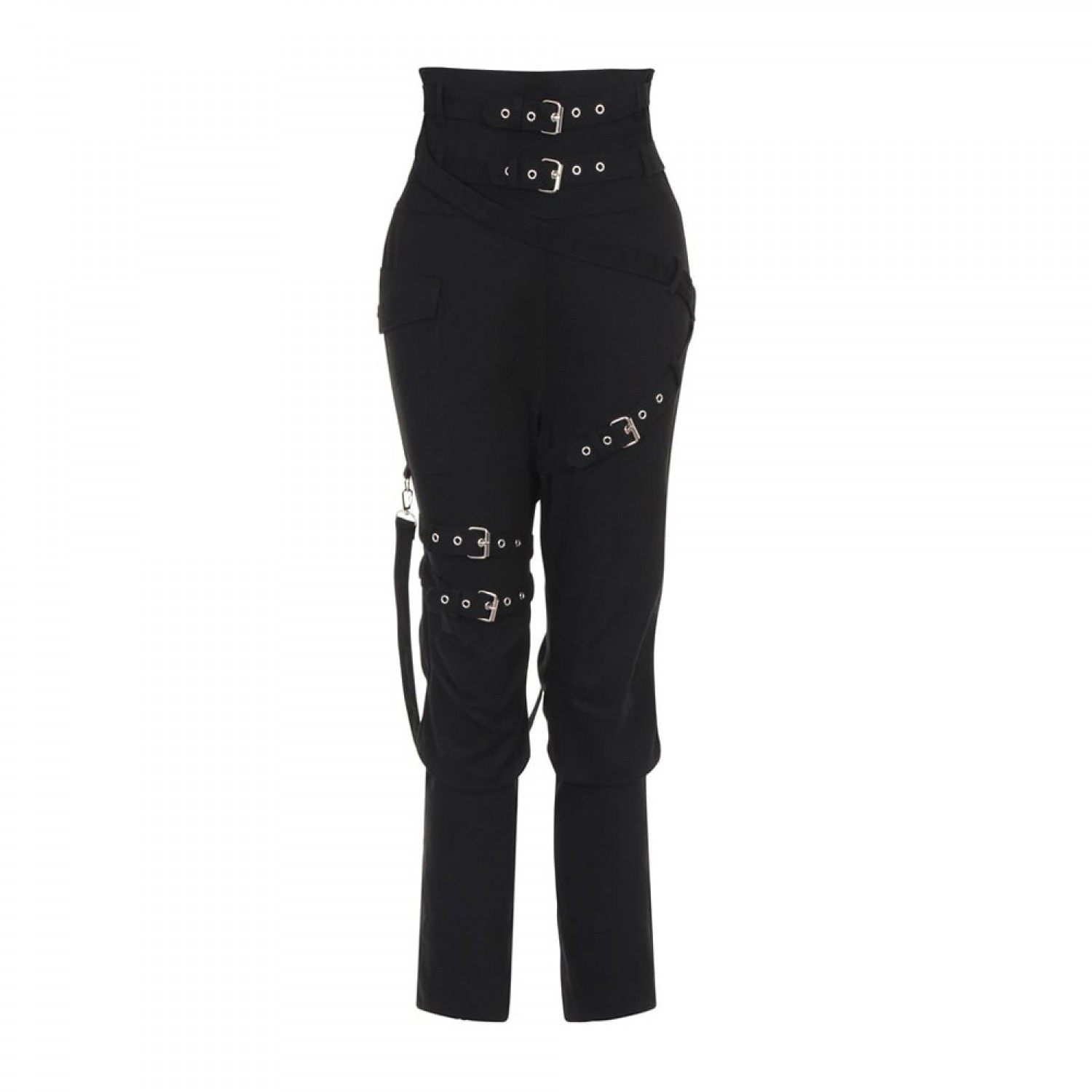 Women’s Gothic Evil Pants | Black Bondage Strap Trousers